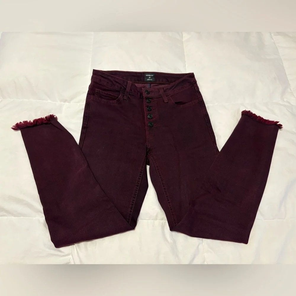 Just Black High Rise Burgundy Jeans - Picture 1 of 5